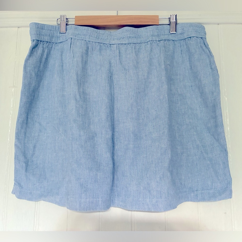 Old Navy Chambray Blue/White Striped Skirt, Drawstring Waist, Notched Hem, sx XL - Picture 8 of 8